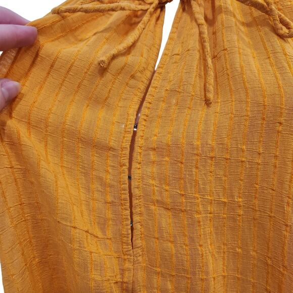 Torrid Long Sleeve Stripe Gauze Lace-Up Peasant Blouse Casual Top Yellow Size 2X - Picture 6 of 12